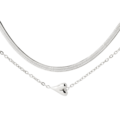 Flowy Heart Necklace Bundle Silver