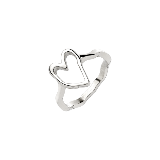 Flowy Heart Ring Silver