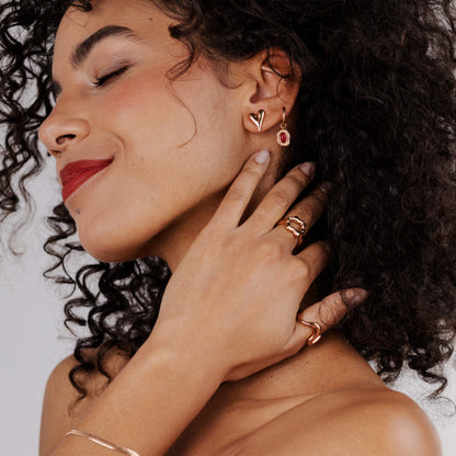 Scarlet Treasure Hoop Set Small Rose Gold