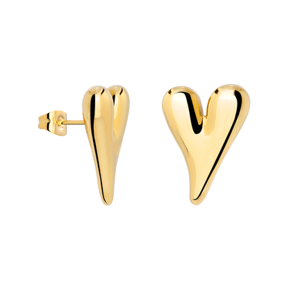 Flowy Heart Studs Large Gold