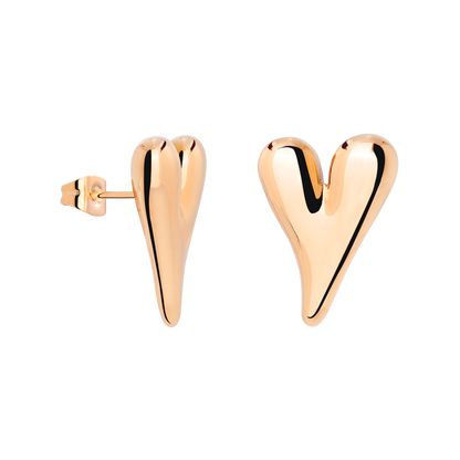 Flowy Heart Studs Large Rose Gold