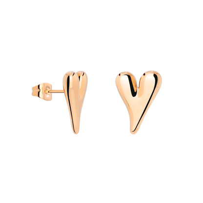 Flowy Heart Studs Small Rose Gold