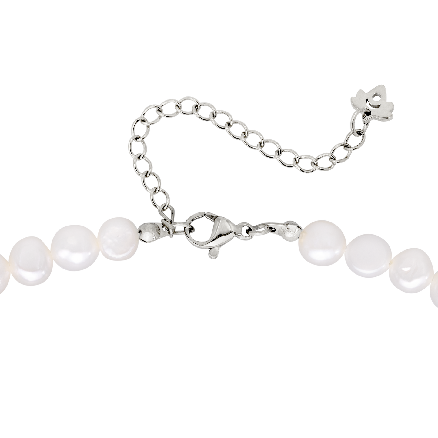 Melting Heart Pearl Necklace Silver