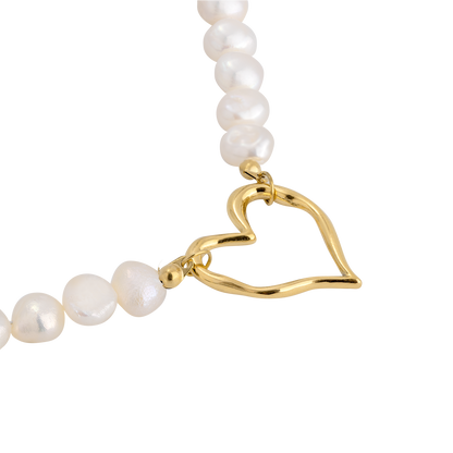 Melting Heart Pearl Bracelet Gold