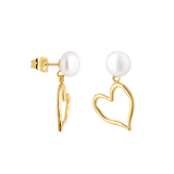 Melting Heart Pearl Studs Gold