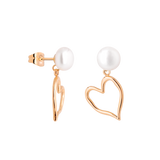 Melting Heart Pearl Studs Rose Gold