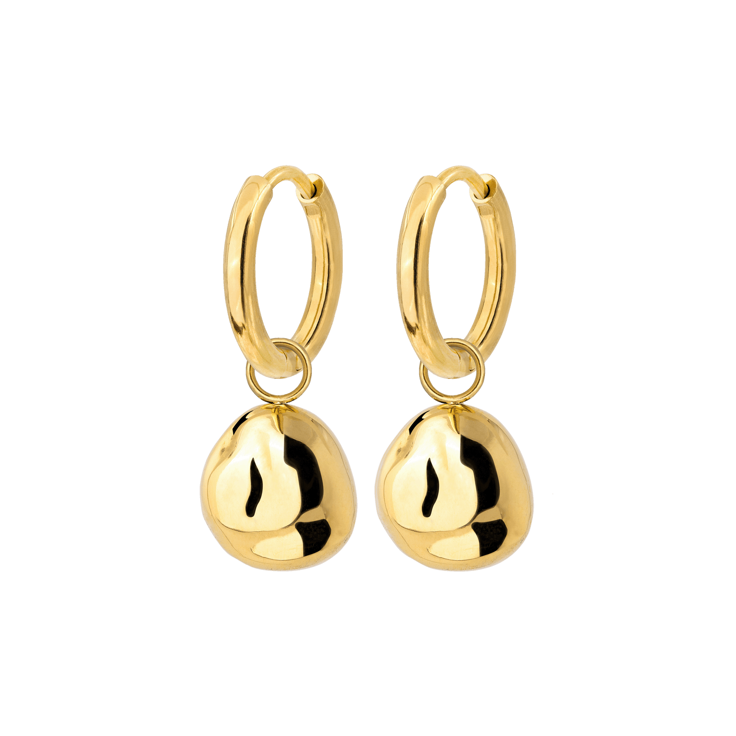 Molten Coin Hoop Set Small Gold