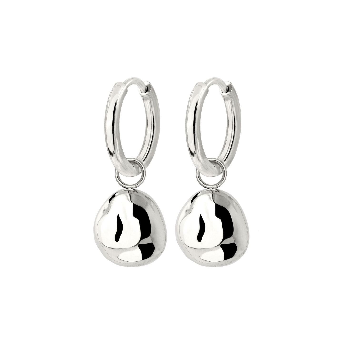 Molten Coin Hoop Set Small Silver