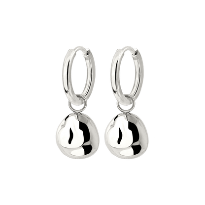 Molten Coin Hoop Set Small Silver