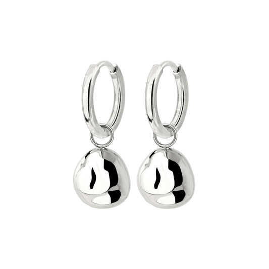 Molten Coin Hoop Set Small Silver
