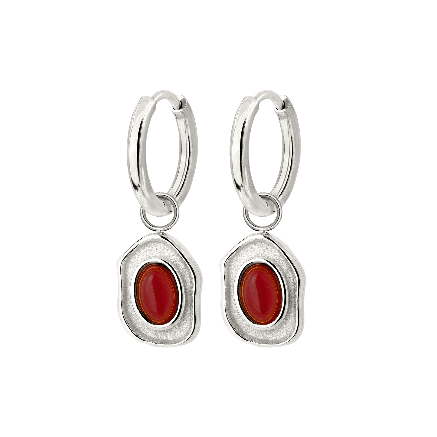 Scarlet Treasure Hoop Set Small Silver