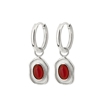 Scarlet Treasure Hoop Set Small Silver
