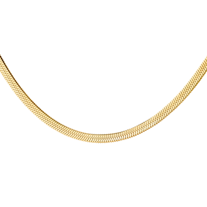 Slim Herringbone Necklace Gold