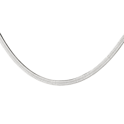 Slim Herringbone Necklace Silver