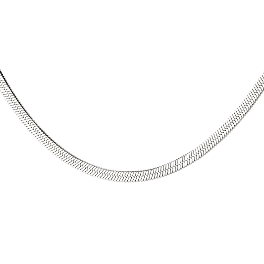 Slim Herringbone Necklace Silver
