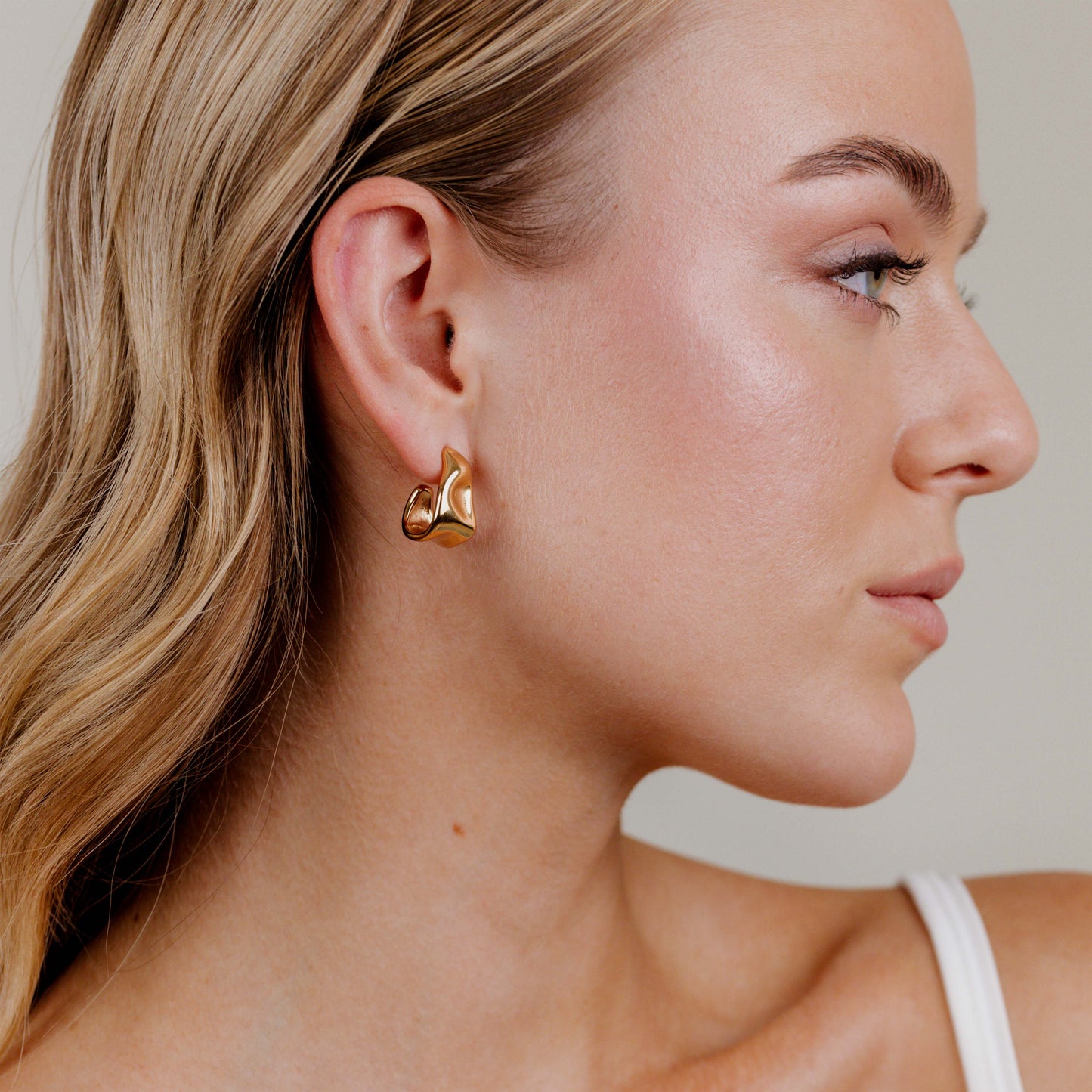 Liquid Shape Studs Rose Gold