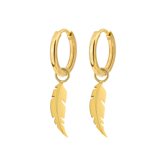 Feather Hoop Set Small Gold