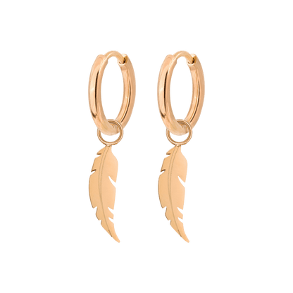 Feather Hoop Set Small Rose Gold