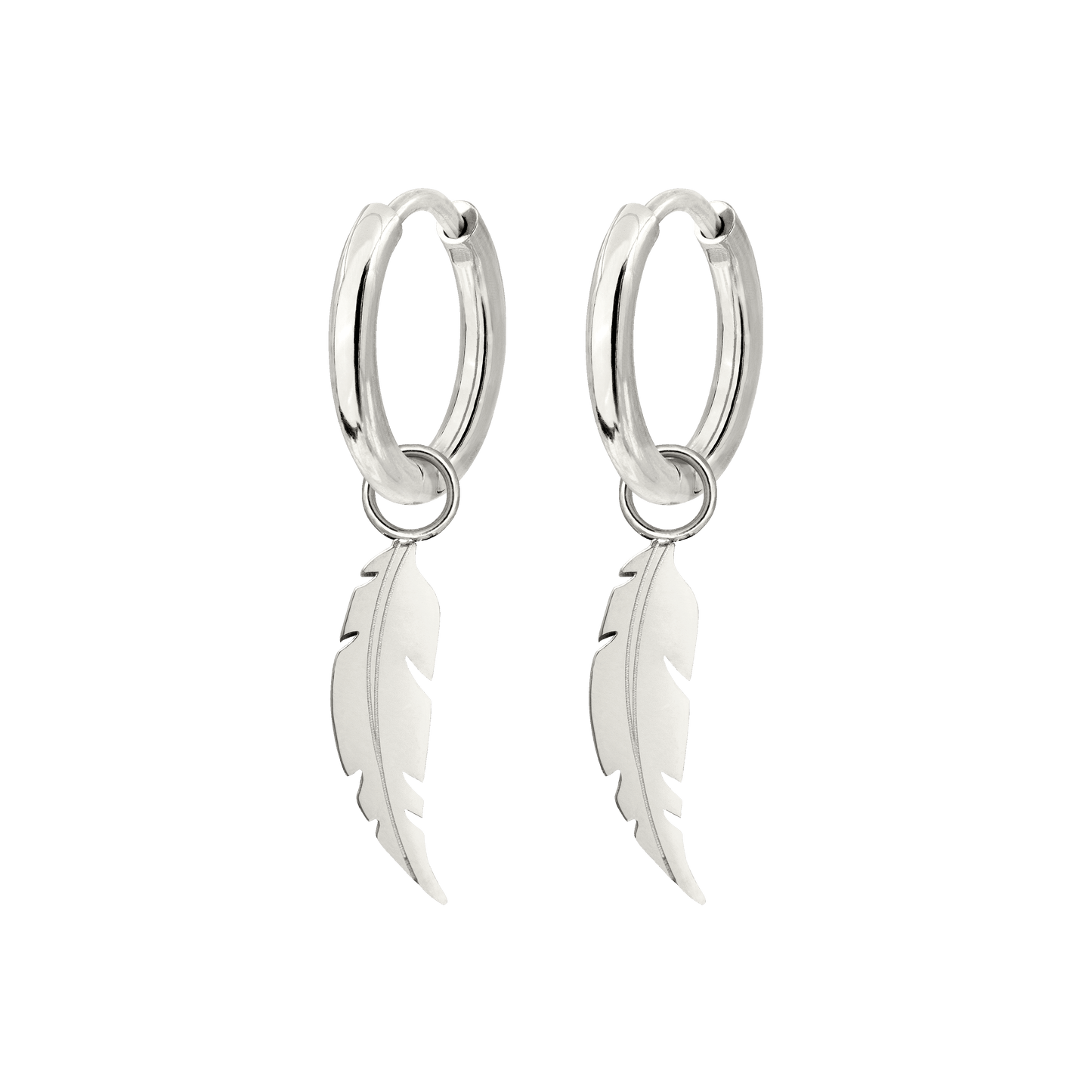 Feather Hoop Set Small Silver