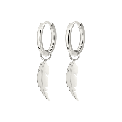 Feather Hoop Set Small Silver