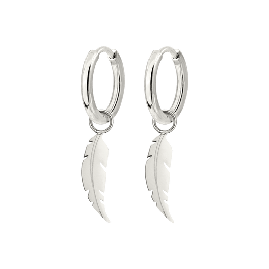 Feather Hoop Set Small Silver