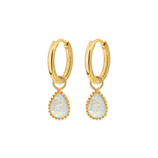 Opal Tear Hoop Set gold