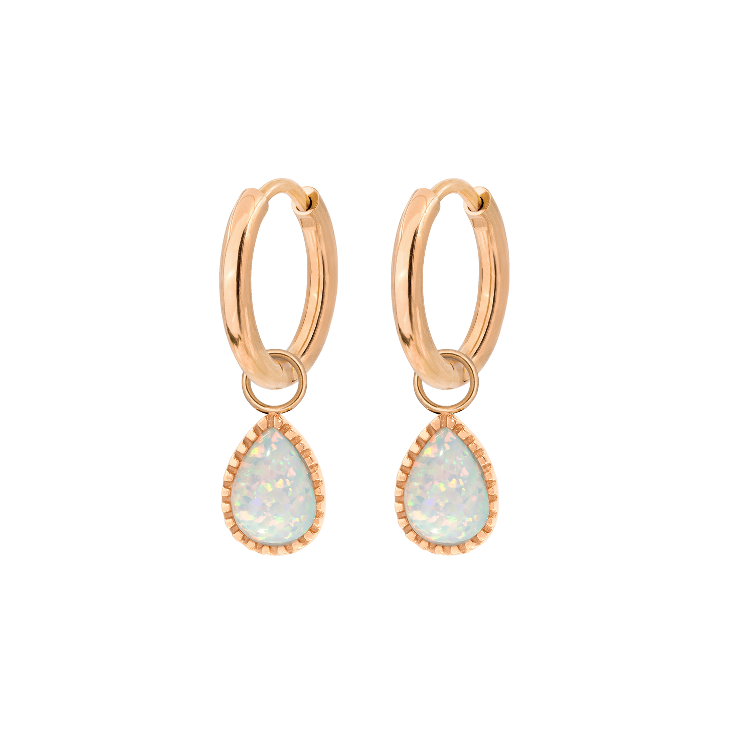 Opal Tear Hoop Set Rose Gold