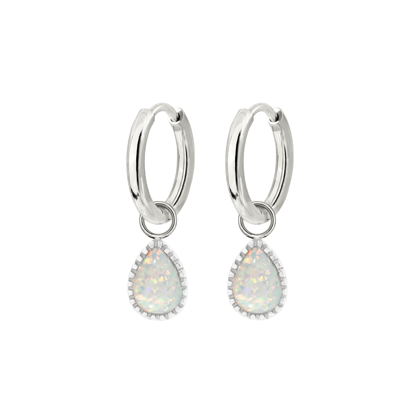 Opal Tear Hoop Set silver