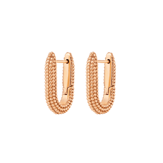 Dotted Oval Hoops Rose Gold