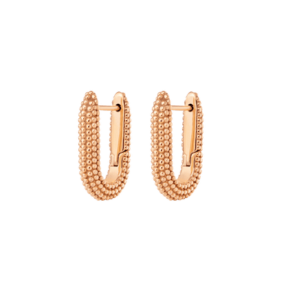 Dotted Oval Hoops Rose Gold