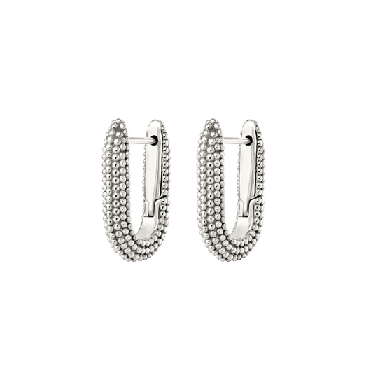 Dotted Oval Hoops Silver