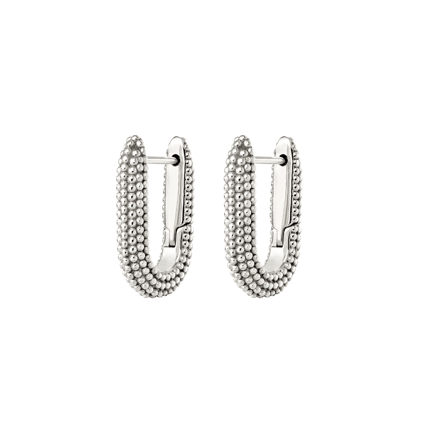 Dotted Oval Hoops Silver