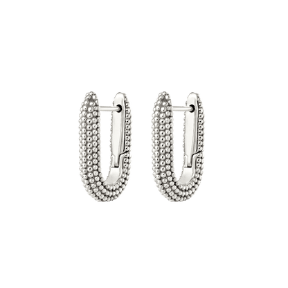 Dotted Oval Hoops Silver