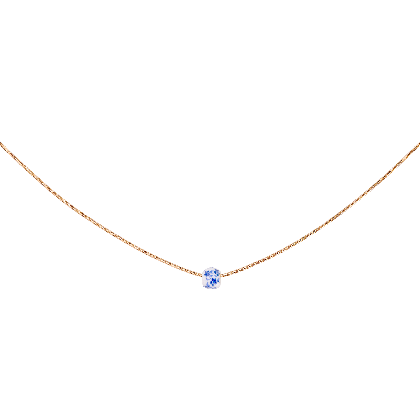 Flower Tile Necklace Rose Gold