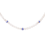 Flower Tile Pearl Necklace Rose Gold