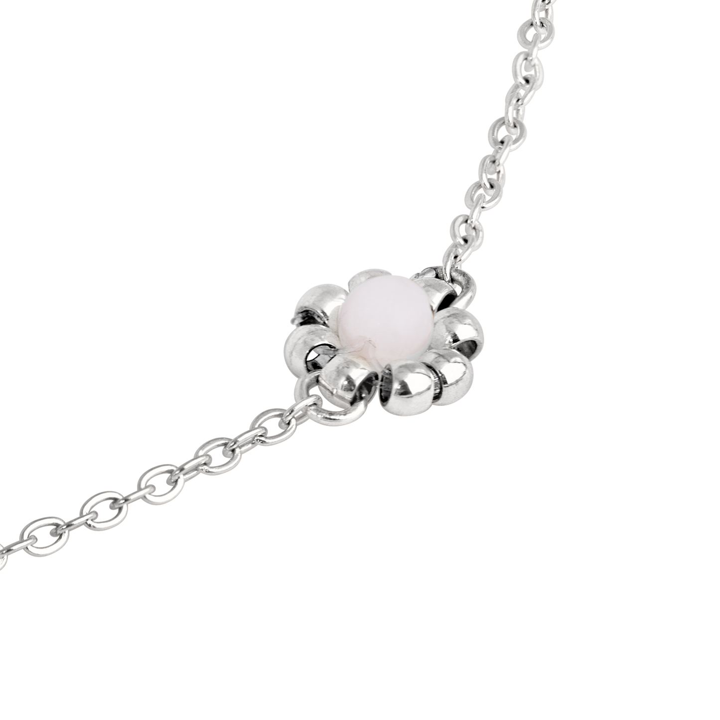 Flower 'n' Beads Necklace Silver