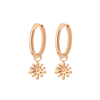 Flowery Hoop Set Medium Rose Gold