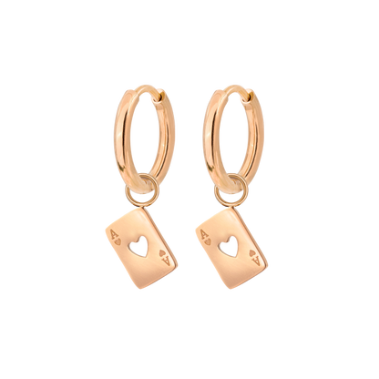 Heart Ace Hoop Set Small Rose Gold