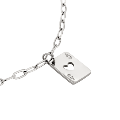 Heart Ace Necklace Silver