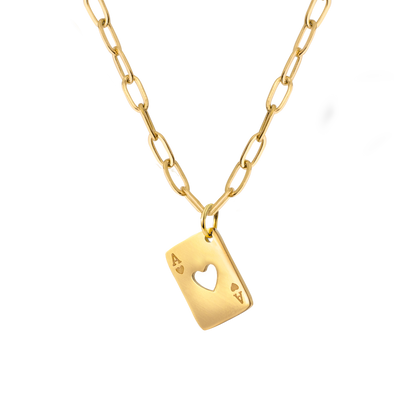 Heart Ace Necklace Gold