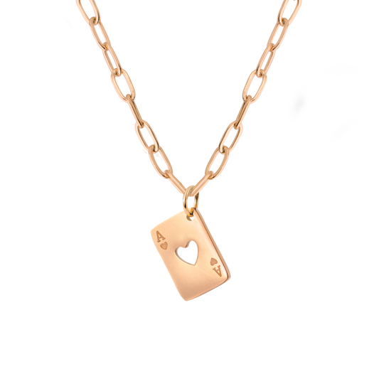 Heart Ace Necklace Rose Gold