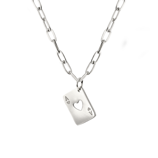 Heart Ace Necklace Silver