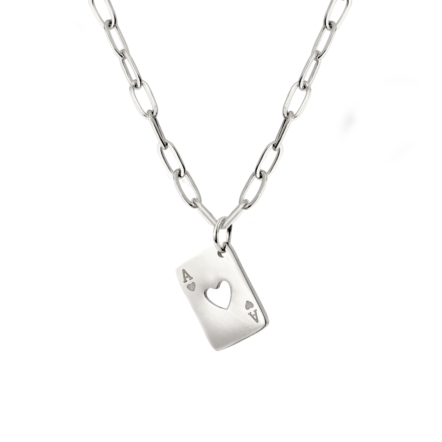 Heart Ace Necklace Silver