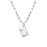 Heart Ace Necklace Silver