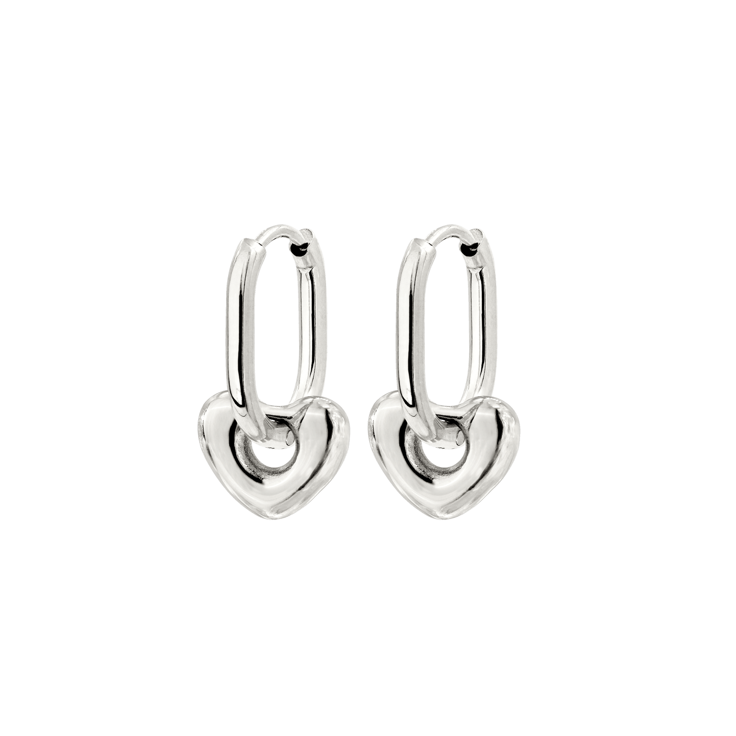 Phat Heart Oval Hoop Set Baby Silver