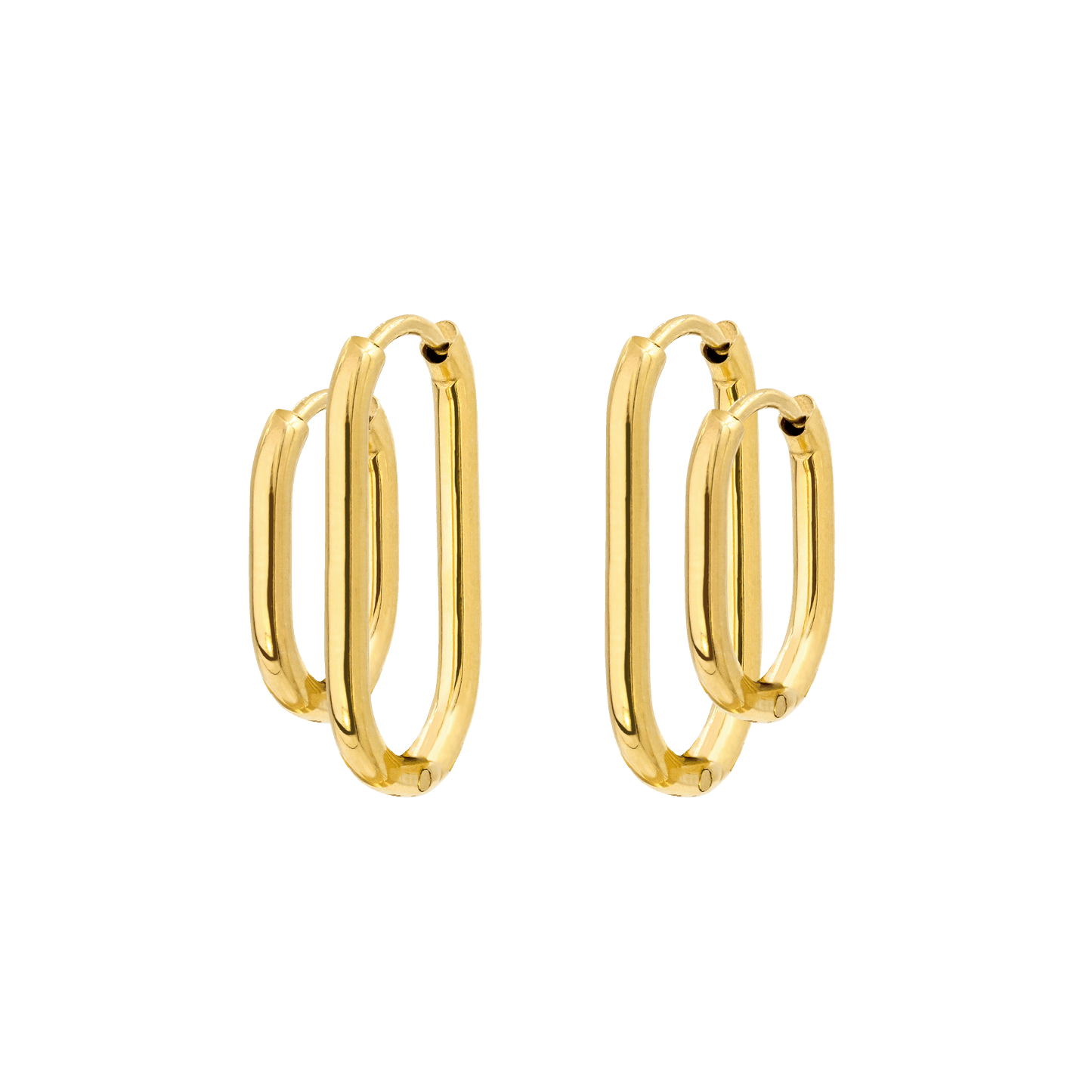 Oval Clean Hoop Set Gold