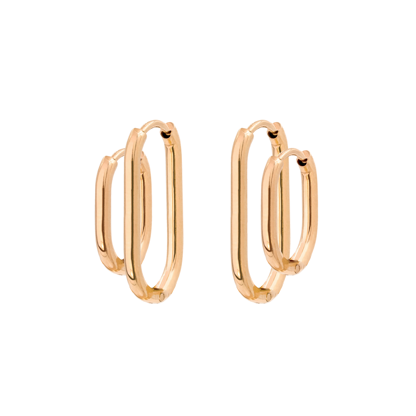 Oval Clean Hoop Set Rose Gold