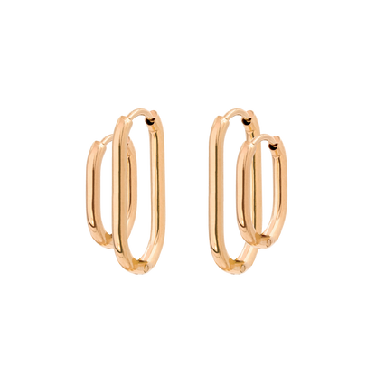 Oval Clean Hoop Set Rose Gold