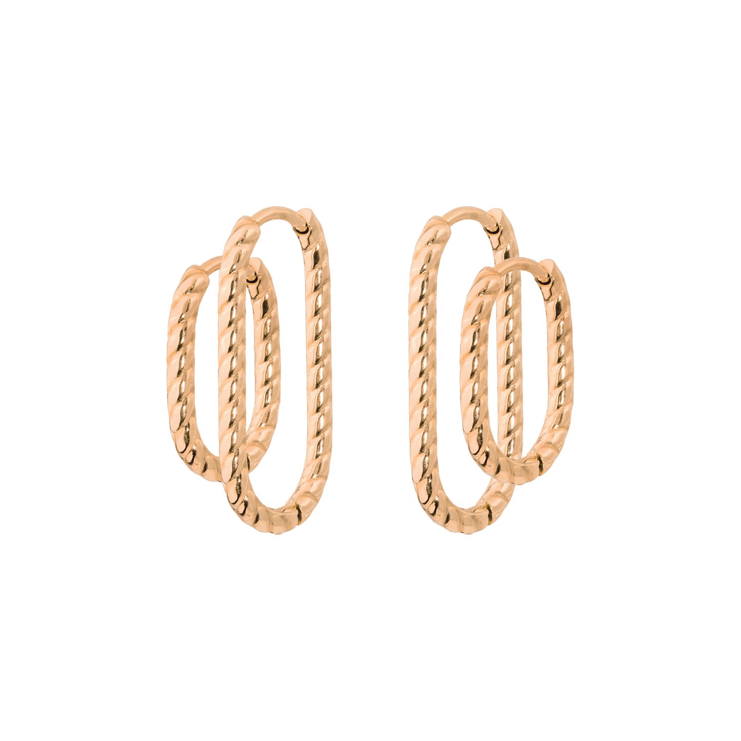 Oval Twisted Hoop Set Rose Gold