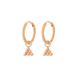 Tiny Beads Twisted Hoop Set Small Rose Gold